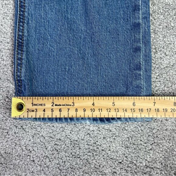 J. Crew Factory Jeans Women's 26 Blue Flare Crop Mid-Rise Dark Denim Distressed - Picture 10 of 11